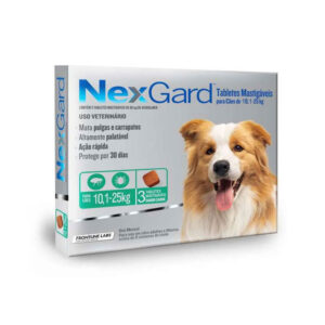 NexGard - Antipulgas e Carrapatos 10 a 25kg - 3 Tablete